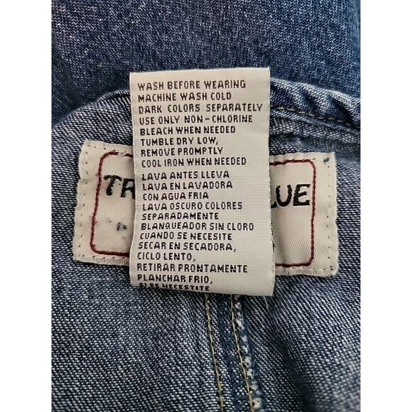 VTG 90s Denim Embroidery Floral Midi Dress L Blue Cottage Country Western Rustic - Picture 9 of 12